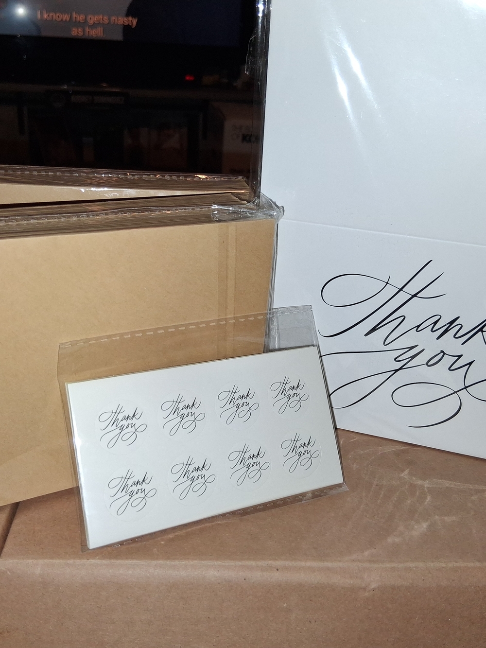 Thank You Cards With Envelope Elegant 'Thank You' Sticker Sheet in Black Script